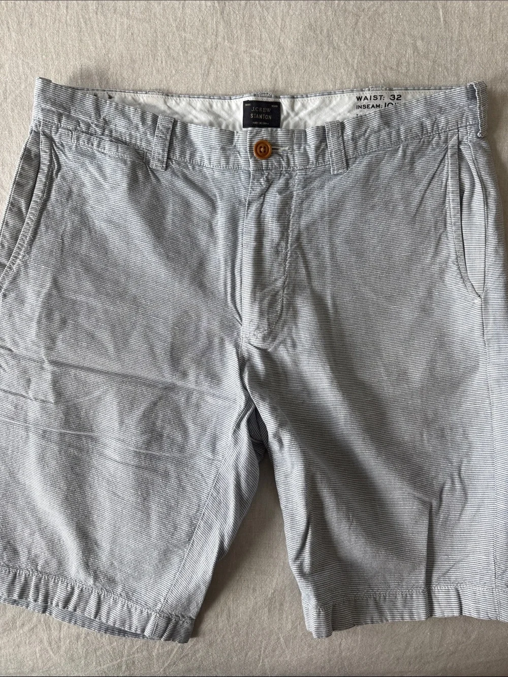 J. Crew Light Blue & White Striped Seersucker Shorts